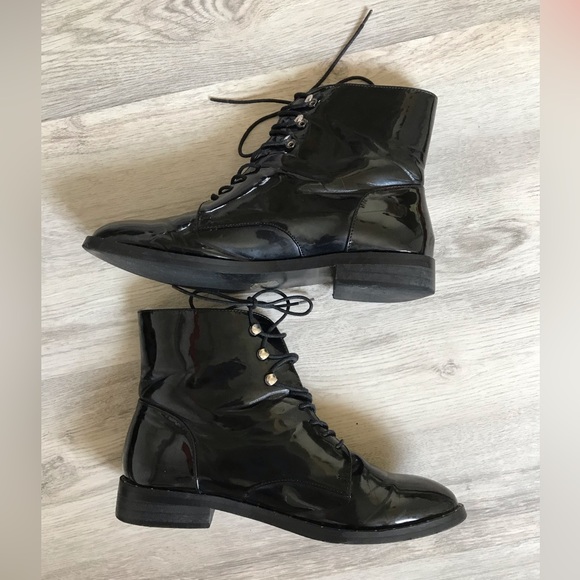 Corina Black Patent Leather booties, Sz 40=US 9-9.5 - Picture 1 of 8
